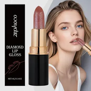 Zephoco Red Brown Diamond Lip Gloss – Glitter Lipstick with Glossy Smooth Texture, Easy to Apply, Rich Gloss, Versatile Formula with Mineral Oil & Isononyl Isononylate