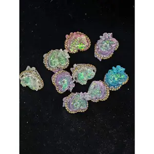 513 4PCS Glitter Candy Shell Beads | Iridescent Resin Ocean Shell Spacer Beads for DIY Pens & Jewelry