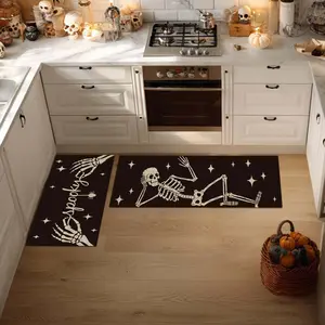 Halloween Skull Kitchen Floor Decor Set, Long Strips Mats for Parties & Events, Home Living Room Bedroom Outdoor Garden Decoration, Decorative Area Rug, Home Decorative Rugs, Decorative Rug Mat