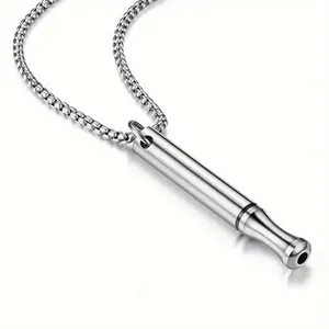 Stainless steel mindfulness breathing pendant necklace, simple design with ball chain, casual wear or gift idea, anxiety necklace