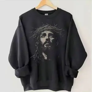 Jesus Sweatshirt Christian Streetwear Religious Gift for Him or Her Faith Apparel, Graphic Jesus Sweatshirt, Women's jesus shirts, Men's Oversized clothing, Unisex Casual Pray Apparel Sweatshirt