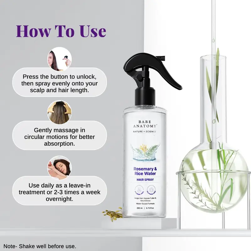 Rosemary & Rice Water Hair Spray- 200ml pack of 3 Natural Soft Hair Nourishing Hair Rosemary & Rice Water Hair Spray- 200ml pack of 3 Natural Soft Hair Nourishing Hair