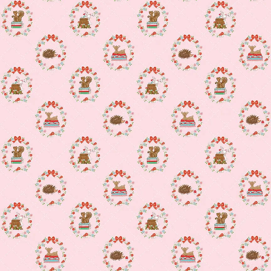 Fabric Riley Blake Pink Animals Whimsical Woodland by the Quarter Yard C17641-PINK