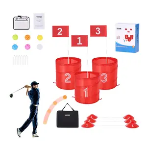 VEVOR Backyard Golf Game, 3 Hole Golf Course, Bucket Golf Game Practice Games, Golf Chipping Game for Family, Adults and Kids, Portable Outdoor Yard Golf Game for Lawn, Yard, Camping, Park, Beach