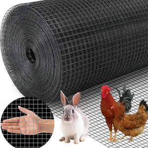 24in x 50ft Black Hardware Cloth 1/2 inch 19Ga PVC Coated Wire Mesh Vinyl Coated Fence, Welded Metal Chicken Wire Fencing Roll, Garden Plant Fencing, for Chicken Coop and Home Improvement