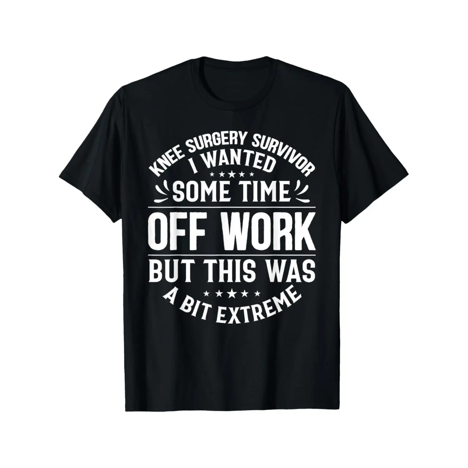 [100% Cotton] Men's "Knee Surgery Survivor" Humorous T-Shirt - Soft 100% Cotton, Short Sleeve Crew Neck, Ideal for Post-Surgery Recovery & Casual Attire, Great Gift Idea, Made in USA Cotton Tee