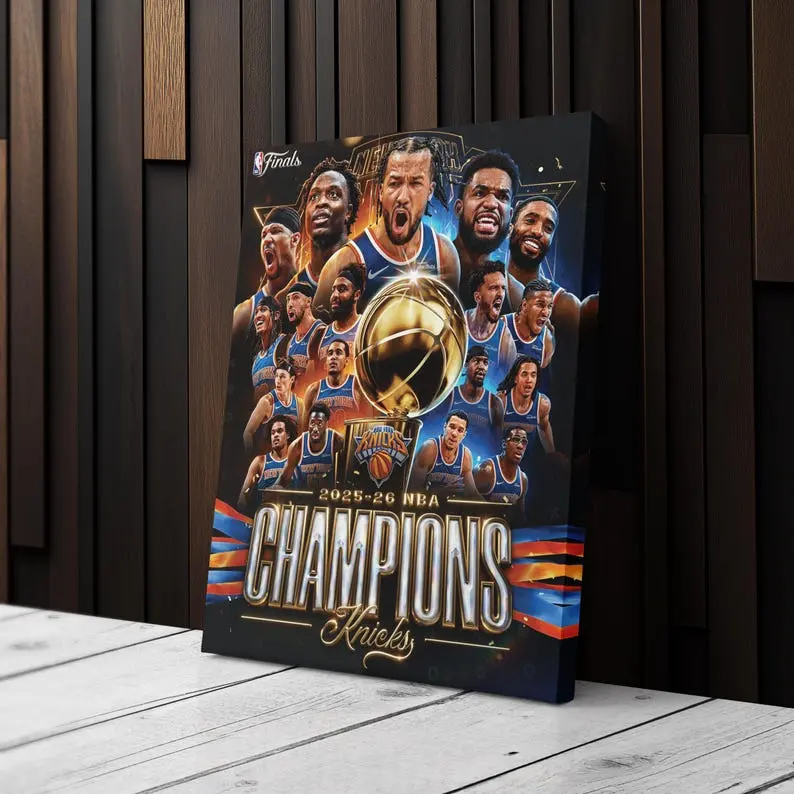 New York Knicks 2025-26 NBA Champions Wall Art, Championship Team Poster, Basketball Fan Decor, Knicks Finals Trophy Print