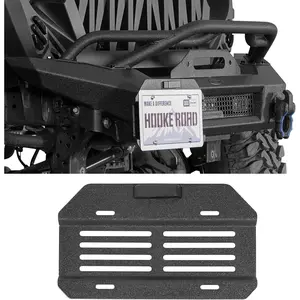Hooke Road License Plate Holder Bracket Frame for Jeep Wrangler TJ JK JL Gladiator Bronco 4Runner Tacoma Trucks SUVs, Universal Fit for Front Rear Bumpers D-Ring Shackle Mount