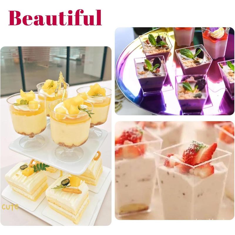 300 Pack Clear Plastic Dessert Cups(5 oz),Disposable Parfait Cups For Pudding, Fruit and Ice Cream,Mini Shooter Cups With Spoons For Party,appetizer cups