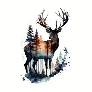 Majestic Forest Deer Tree Sticker, Vinyl Removable Wallpaper, Decorative Wall Art, Easy Application, Durable & Reusable, Car Stickers, Car Decals