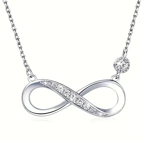 Delicate Bridal Wedding Pendant Necklace Sparkling Zirconia Infinity Necklace for Women Anniversary Lover Gift Fashion Jewelry