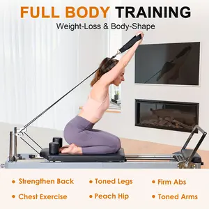 Foldable Home Gym Pilates Body Shaping Machine with High Strength Alloy Spring, Suitable for Beginners, Can Support up to 330 Lbs