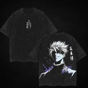 Satoru Gojo Jujutsu Kaisen Anime Vintage Washed Limitless Sorcerer T-Shirt, Retro Anime Tee, Anime Lovers Gift