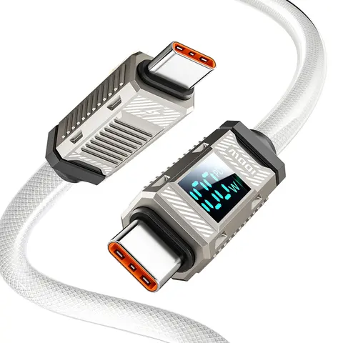 Toocki PD 100W USB C to USB C Cable, 5A Fast Charging USB C Cable with LED Display, Zinc Alloy Clear Nylon Braided Type C Cable for iPhone 15/Pro/Plus/Pro Max, MacBook, iPad Pro/Air, Samsung S23/S22 fast charge usb cable Connector Cellphone