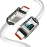 Toocki PD 100W USB C to USB C Cable, 5A Fast Charging USB C Cable with LED Display, Zinc Alloy Clear Nylon Braided Type C Cable for iPhone 15/Pro/Plus/Pro Max, MacBook, iPad Pro/Air, Samsung S23/S22 fast charge usb cable Connector Cellphone