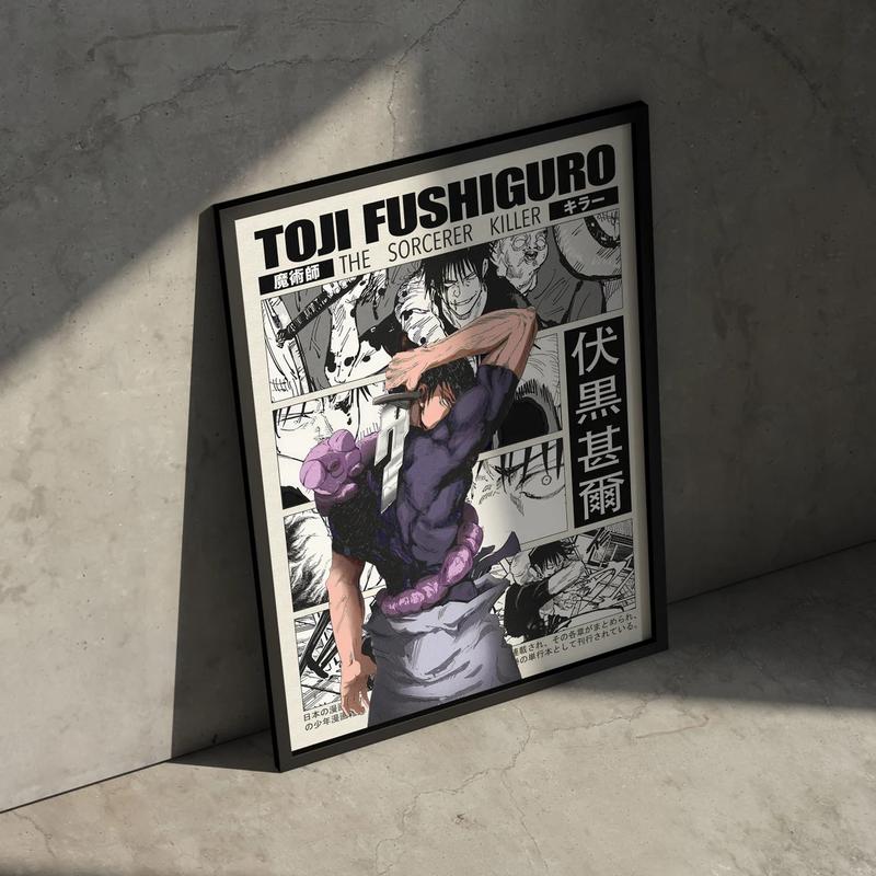Toji Jujutsu Kaisen Anime Poster Print, JJK Manga Artwork Wall Hanging Home Decor, Gojo Geto, Minimalist Christmas Gift for Anime Fan