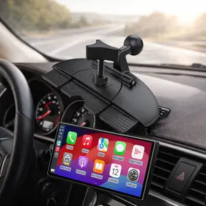 CD Slot Mount with 17mm Ball Adapter for Garmin GPS Navigation, CarPlay Screen and Phone Holder, Universal CD Player Mount for 4 to 11 Inch Car GPS Devices