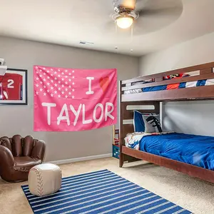 I Love Taylor Trendy Fan‑themed Flag Tapestry, Stylish Fan Merch Wall Hanging, Perfect Decor for Boys & Girls Bedroom, Private Room and Student Dorm, Ideal for Daily Decoration and Fan‑themed Atmosphere