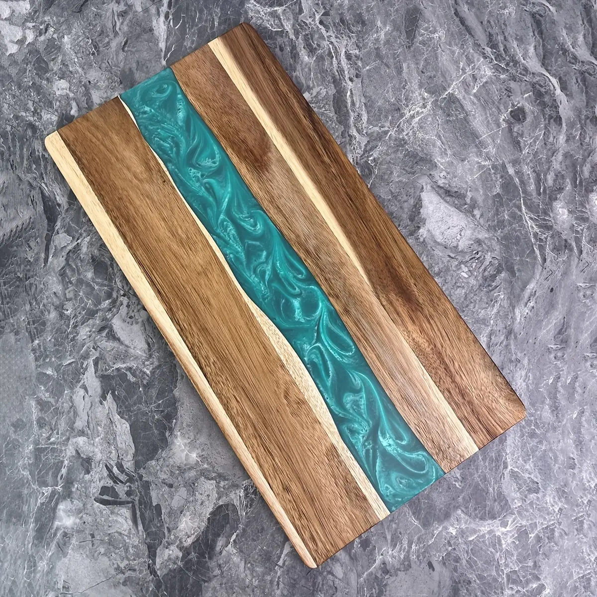 1pc Resin River Pattern Cutting Board, Cutting Board, Sausage Deli Board, Meat, Cheese, Bread, Vegetable And Fruit Sausage Board, Home Dormitory Cutting Board, Kitchen Accessories Tools, Easter Gifts