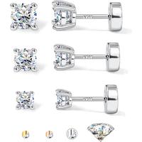 3 Pairs 3,4,5MM - 14K White Gold