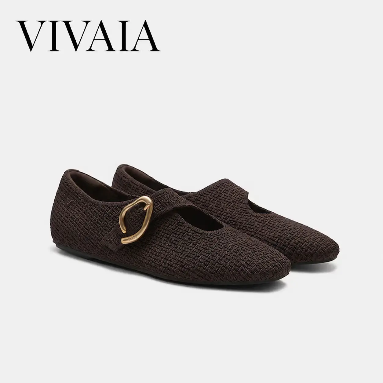 VIVAIA Women’s Mini Square-Toe Mary Jane Flats, Adjustable Strap Knit Shoes with Anti-Slip Sole for Work & Everyday Wear, Fall Shoes for Women (Jovin)