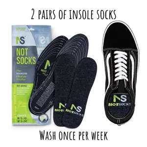 NotSocks™ Sockless Insole Covers for Flats No Show Shoe Liners 2-Pack Summer Footwear Odor Protection Fits Women's Size 4 to Men's Size 12