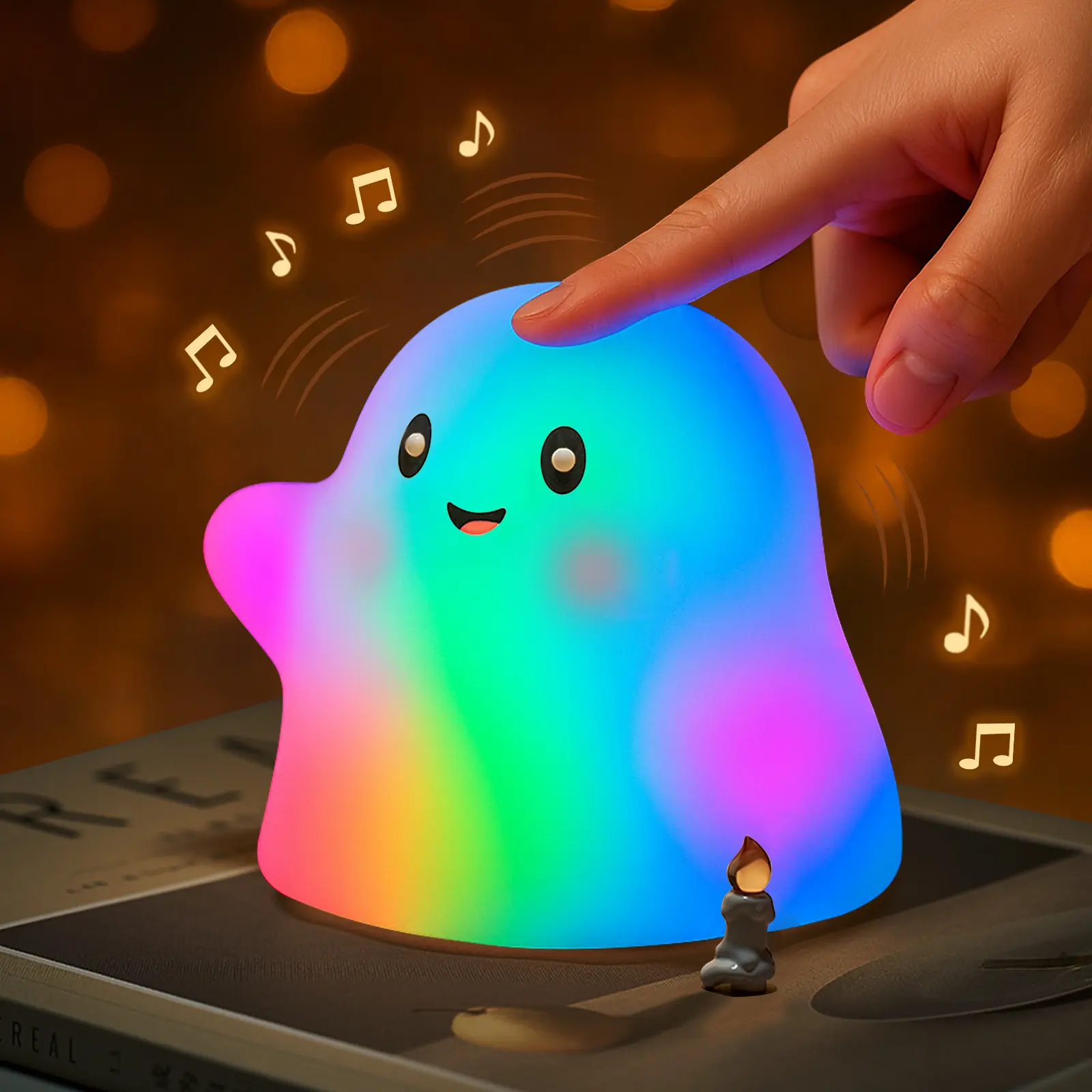 1 piece Cute silicone pat light, built-in sleep music, charging cycle, infinite emphasis, soft and colorful LED light, baby bedroom sleep, sleep decoration, bedside night light