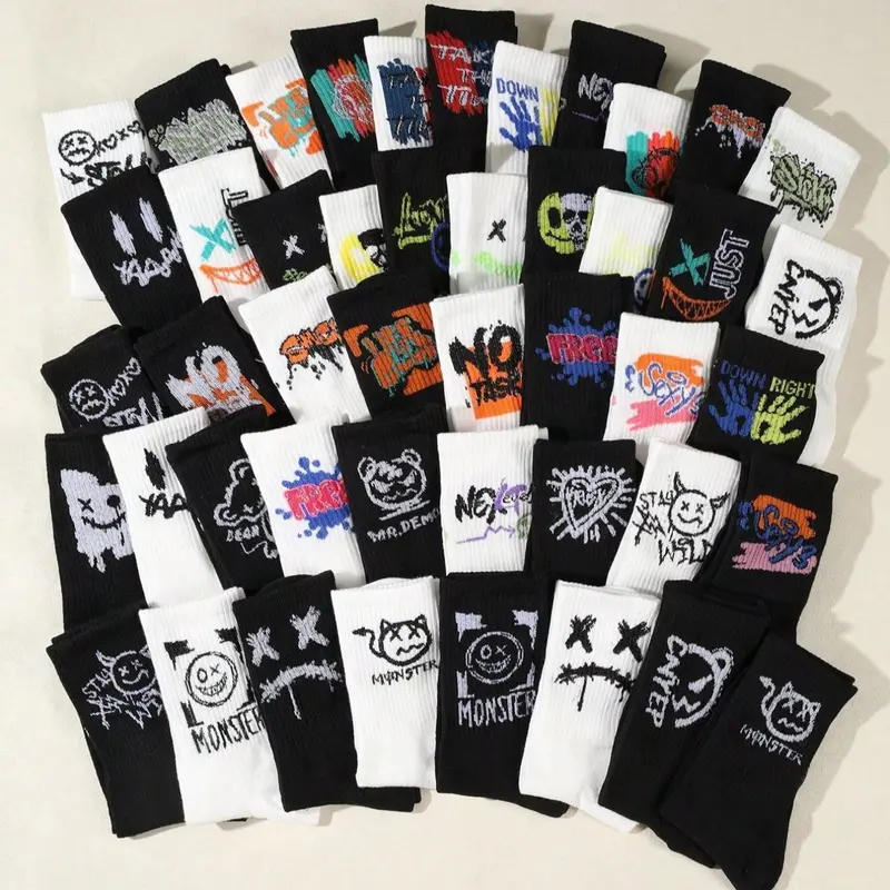 Youth Men's Socks, Abstract Painting Print, Fashion Casual Crew Socks, Comfortable Soft, Casual Comfy Socks, Unisex Mid-Calf, Street Style, Basketball Socks, Streetwear, Casual Stylish Socks