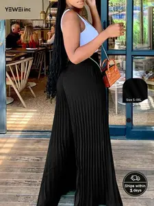 YEWEI INC Spring and Autumn New High Temperature Set Pleated Wide Leg 2-layer Pants for Women's Pants