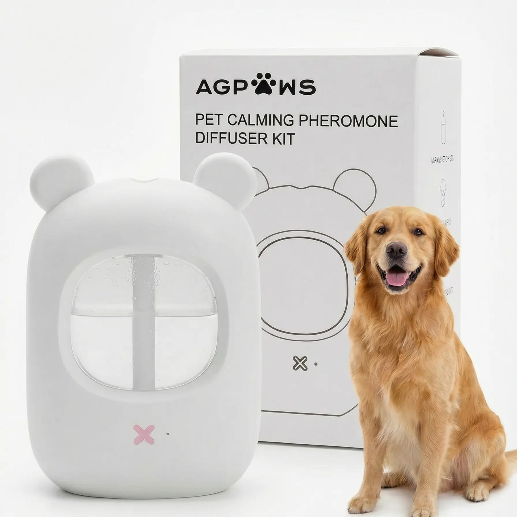 Agpaws Portable Dog & Cat Calming Pheromone Diffuser - Anxiety Relief Calming Aid, 30-Day Supply, Vet-Approved, No Outlet Needed for Barking, Stress, Indoor Urination