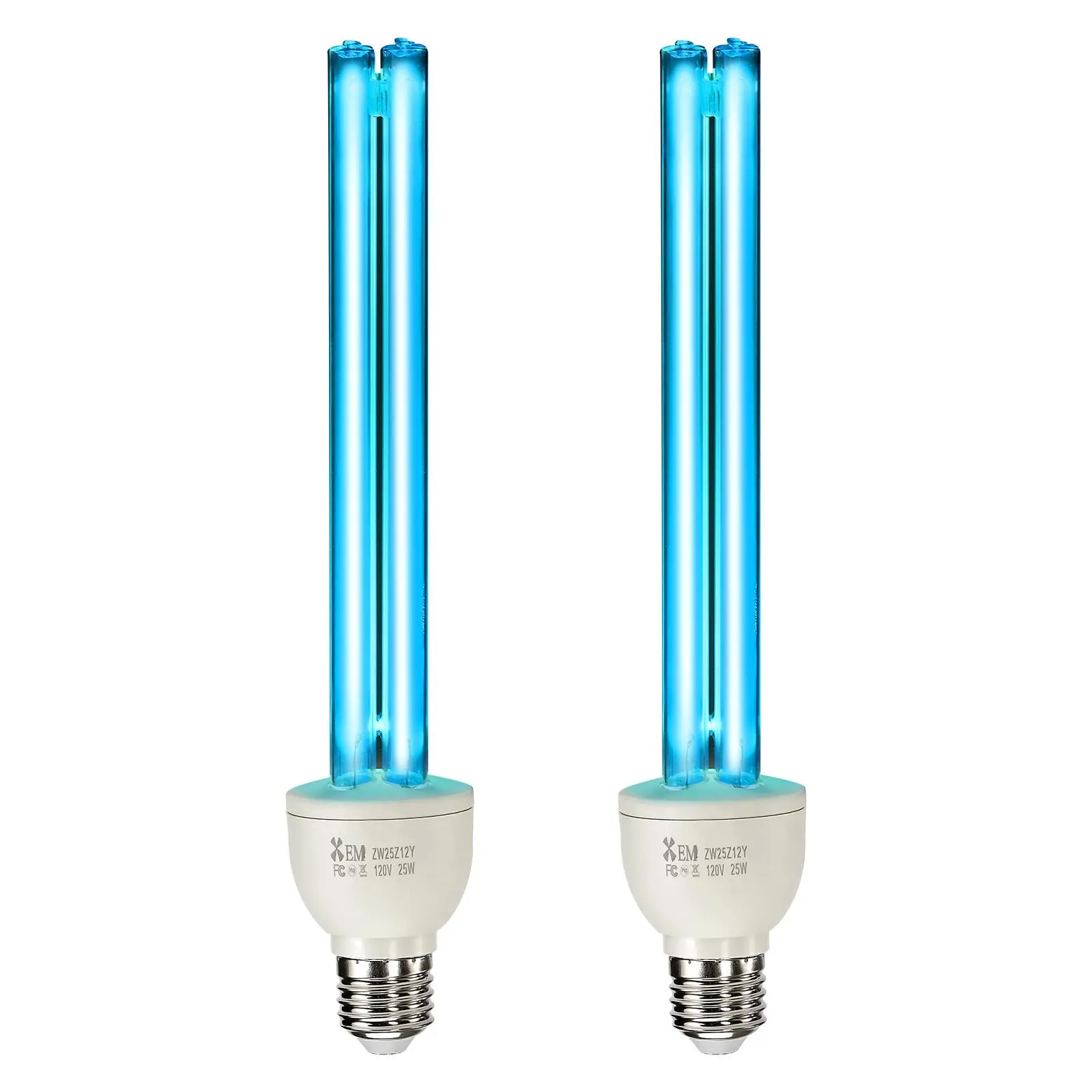 Father's Day Gift VEVOR 2-Pack UVC UV Quartz Glass Bulbs, 25W Replaceable Bulb with Ozone, 253.7nm+185nm Wavelength, E27 Universal Base, for 400 Sqft Living Room