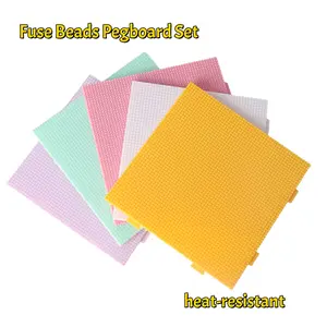4pcs/1pc Set mini Fuse Bead Pegboards - 2.6Square & Circle Templates for DIY Crafts, Durable Plastic