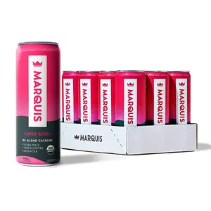 Marquis Super Berry 12-Pack - Sugar Free Natural Energy Drinks - Vitamins & Immune Support Vegan Energy Beverages Sport