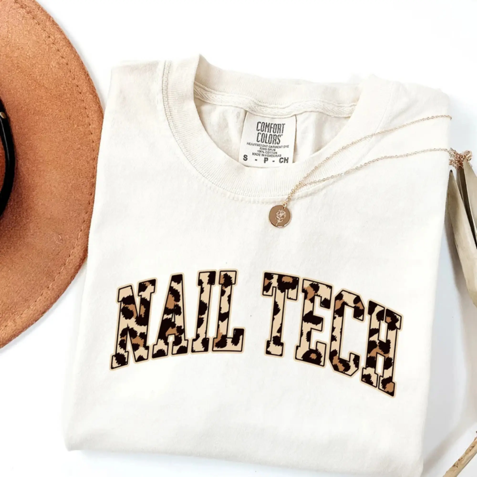 Nail Tech Shirt, Nail Technician Shirt, Nail Technician Gift, Nail Artist Gift, Nail Tech Leopard Print Shirt, Comfort Colors, College Font