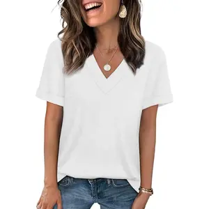 Womens Summer Tops Short Sleeve Basic Casual V Neck T Shirts Trendy Fashion 2026