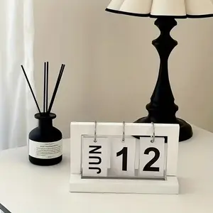 Minimalist Creative Flip Calendar, Modern Desktop Date Display, Weekly-Monthly Flip Design for Home Office, Living Room & Bedroom Decor