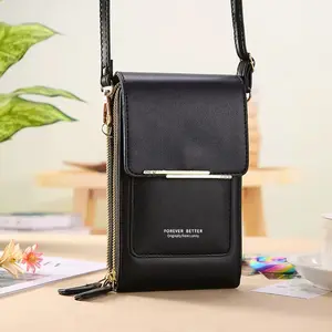 Touchscreen Sensitive Phone Bag with Multiple Colors, Use Phone Without Taking It Out, Clear Window Crossbody Purse with 3 Card Slots & Secure Dual Zipper Wallet