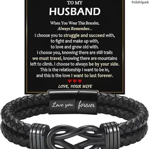Infinity Knot Braided Leather Bracelet | Personalized Gift for Men