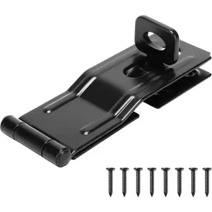 Swivel Staple Safety Hasps, 4-1/2" Gate Door Hasp Latch with Twist Knob Safety Padlock Clasp Lock for Fence, Gate, Cabinet, Barn Door, Shed, Black