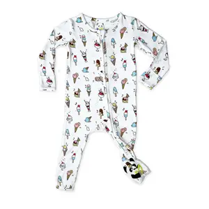 Bellabu Bear Ice Cream Bamboo Convertible Footie for Baby Boys and Girls