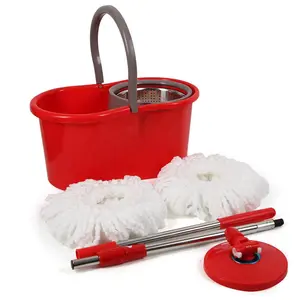 Smooth Spin Mop Bucket Set Spinning Mop with Wringer System Extendable Pole 3pcs Microfiber Mop Heads for Home Removable Lightweight Cleaning Tools