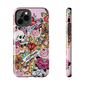 Y2K Pink Tattoo Art Tough Phone Case Shockproof Heavy Duty Cover for iPhone 11 12 13 14 15 16 17 Pro Max Plus