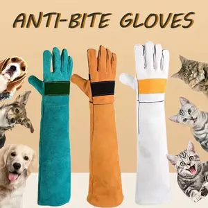 A pair Double Layer Leather Pet Gloves Anti Scratch And Anti Bite Protection Gardening Work Gloves Cat Dog Training And Handling Gloves