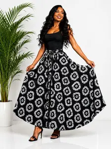 Monochrome Adire Print Maxi Skirt Se