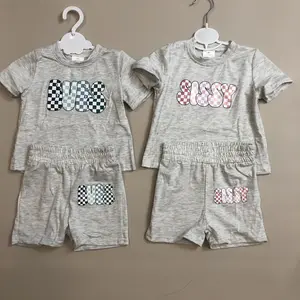 Kids Girl Easter Outfit  Summer Shorts Set Cotton Girl Summer Clothing