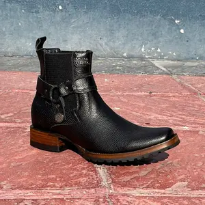 Botín king negro para caballero, suela tractor