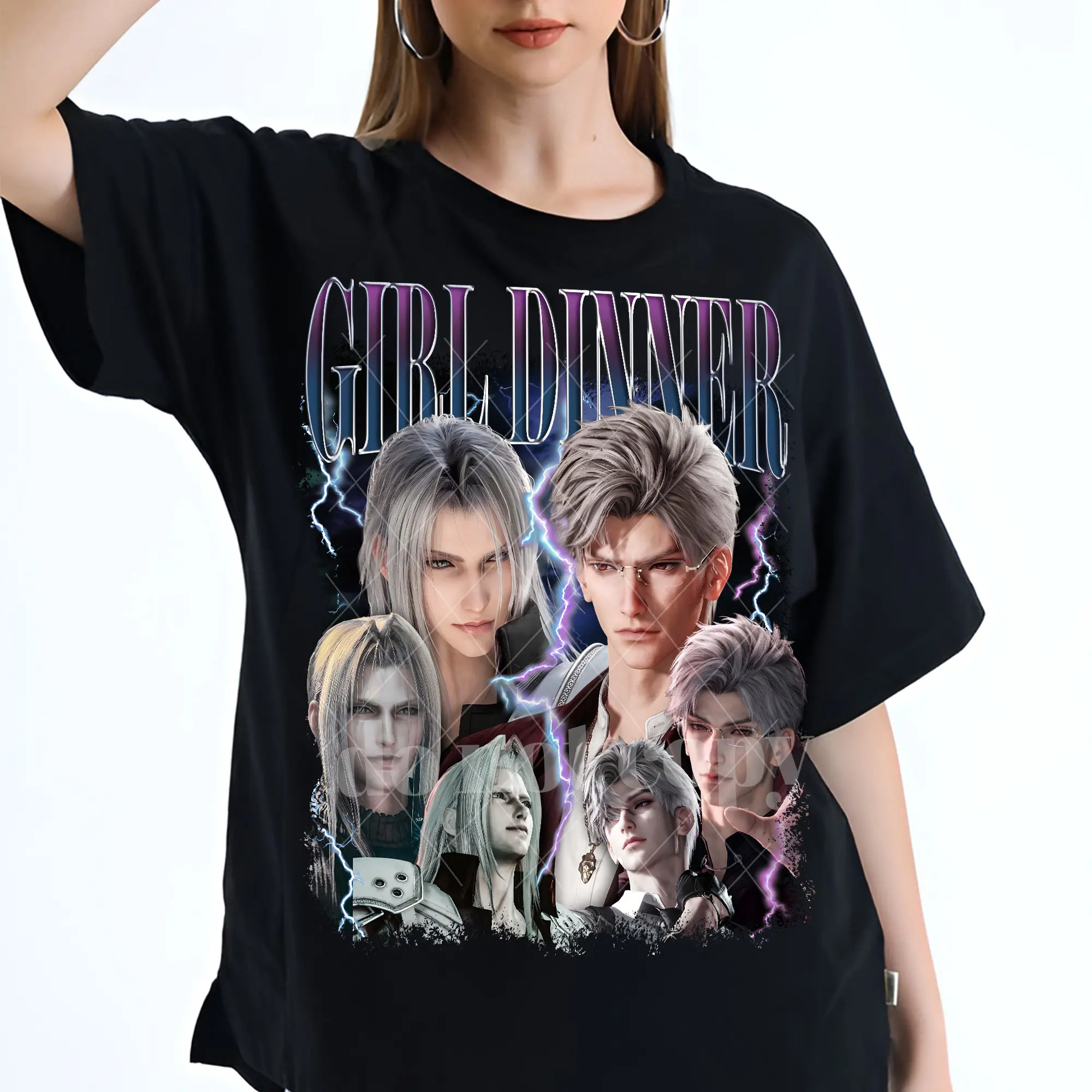 Sephiroth Sylus Love And Deepspace Girl Dinner Retro T-Shirt Sweatshirt Hoodie Fabric Womenswear