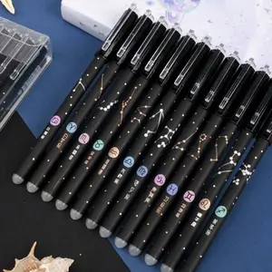12 Erasable Gel Pens, Constellation Theme, Black/Blue Ink, Refillable Fine Tip (0.5mm), Great for Back to School Supplies, Gifts and Rewards