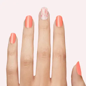 DASHING DIVA Papaya Breeze Gel Nail Polish Strips - Clear Peach with Glitter and Seashells
