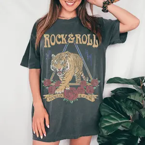 Comfort Colors Tiger Rock and Roll Tee, Rock N Roll Concert Tee, Tiger  Vintage Inspired Cotton T-shirt, Womenswear Menswear Top